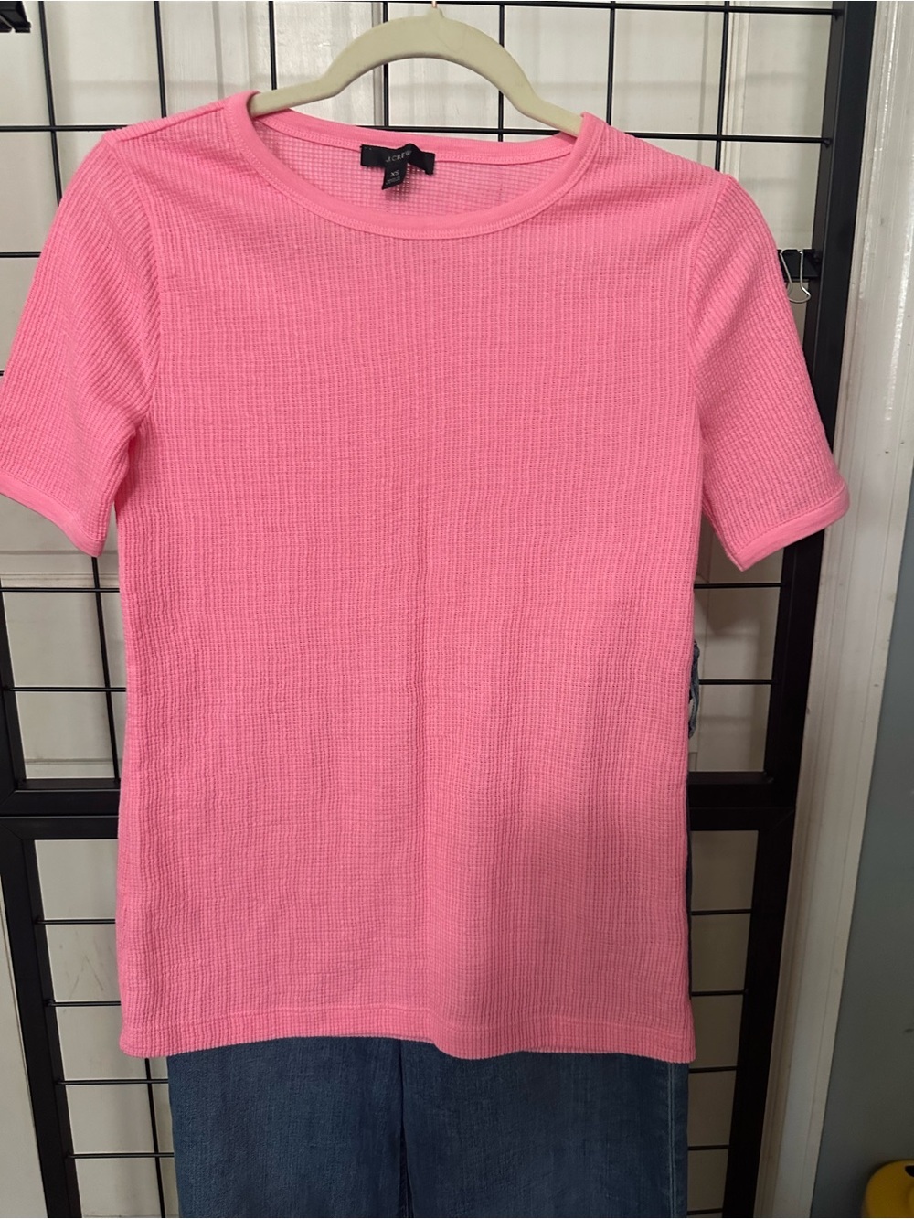 J. Crew Pink Short-Sleeve Waffle Knit Tee